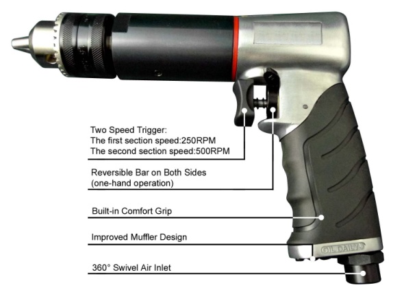 1/2 Air Reversible Drill (550RPM)
